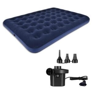 Classic Blue Inflatable Camping Mattress with High-Power Electric Pump Classic Blue Inflatable Camping Mattress with High-Power Electric Pump